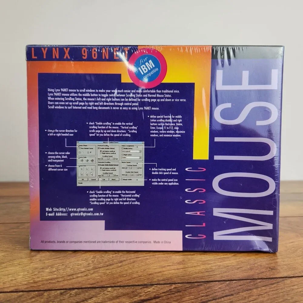 Qtronix Classic Mouse Lynx 96NET PS/2 Mouse IBM Windows NEW in Sealed Packaging